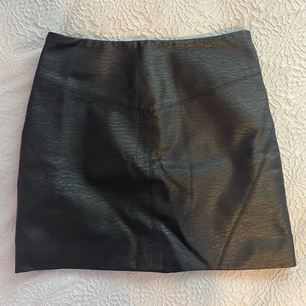 Black leather mini skirt